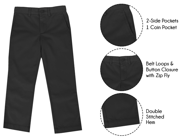 3 Pack Boy's Stretch Slim Fit School Uniform Chino Pants